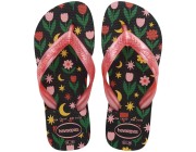 Chinelo Infantil Havaianas Kids Flores - Preto Atacado